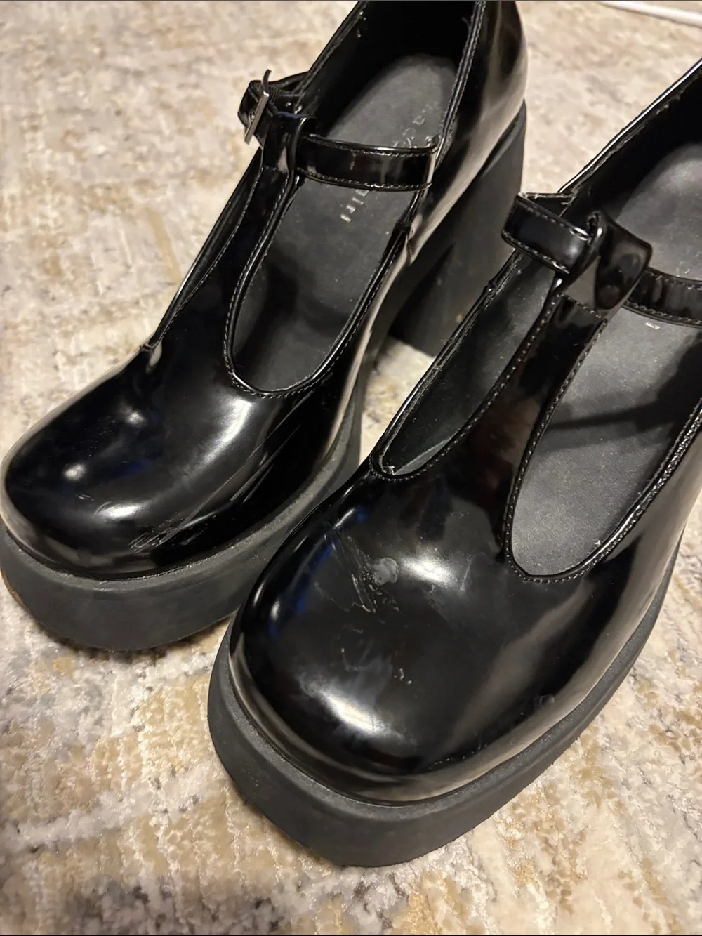Madden Girl Black Patent T-Strap Platform Mary Janes